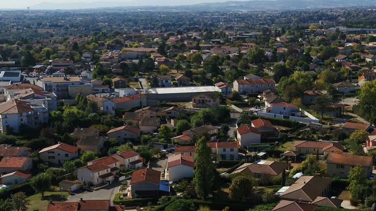 Vue aérienne de Craponne, quartier pavillonnaire